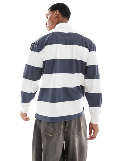 Contrast Stripe Varsity Logo Rugby Top