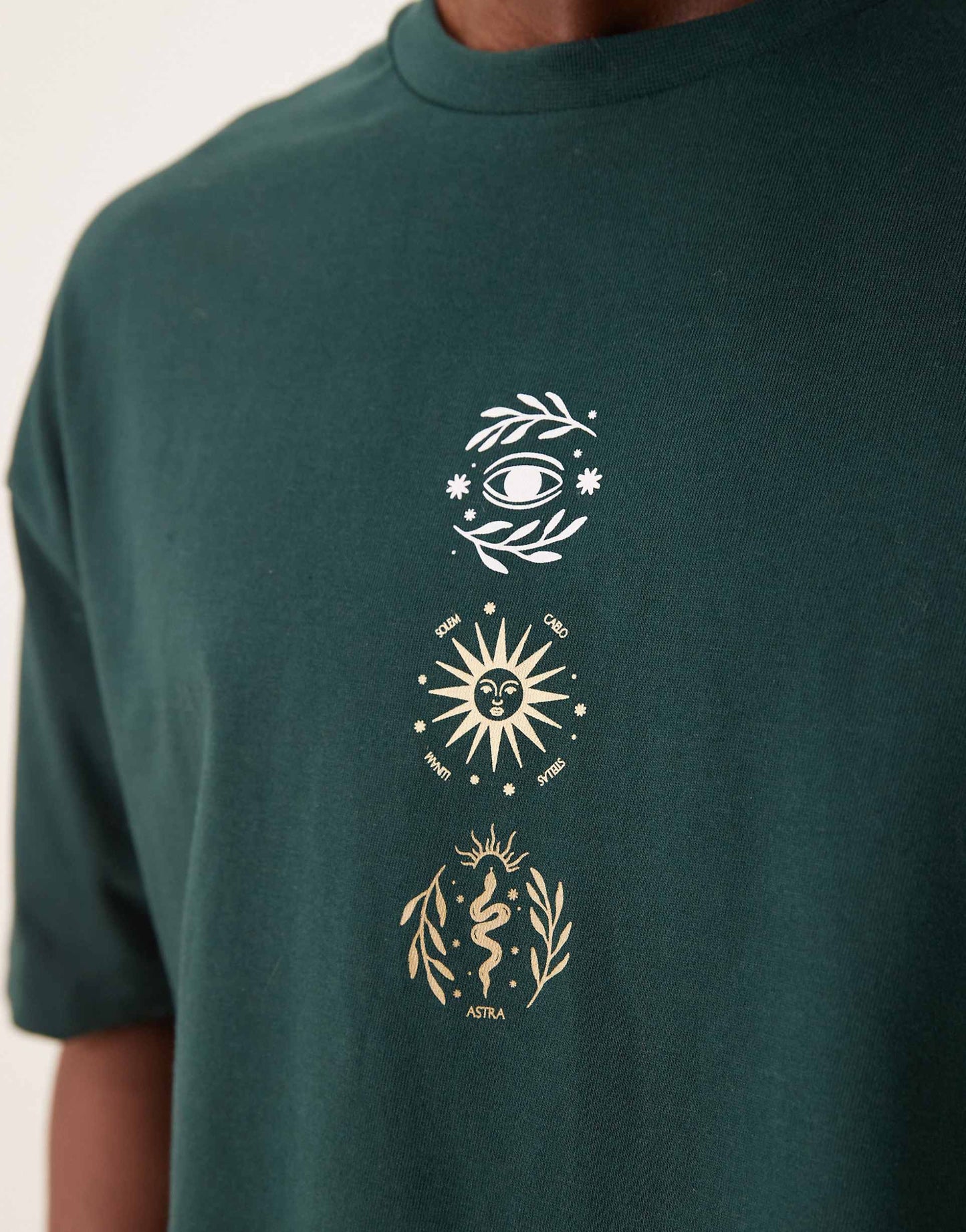 Boxy Oversized T-Shirt With Celestial Chest Print