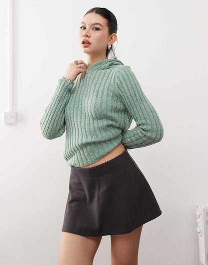 Brushed Rib Micro Mini Skort