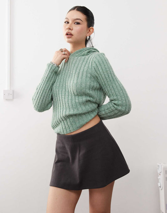 Brushed Rib Micro Mini Skort