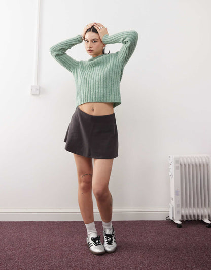 Brushed Rib Micro Mini Skort