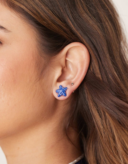 Blue Resin Starfish Stud Earrings