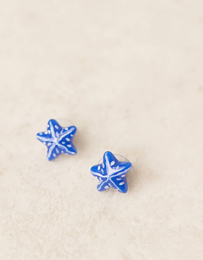 Blue Resin Starfish Stud Earrings