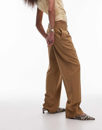 Pintuck Straight Leg Tailored Trouser