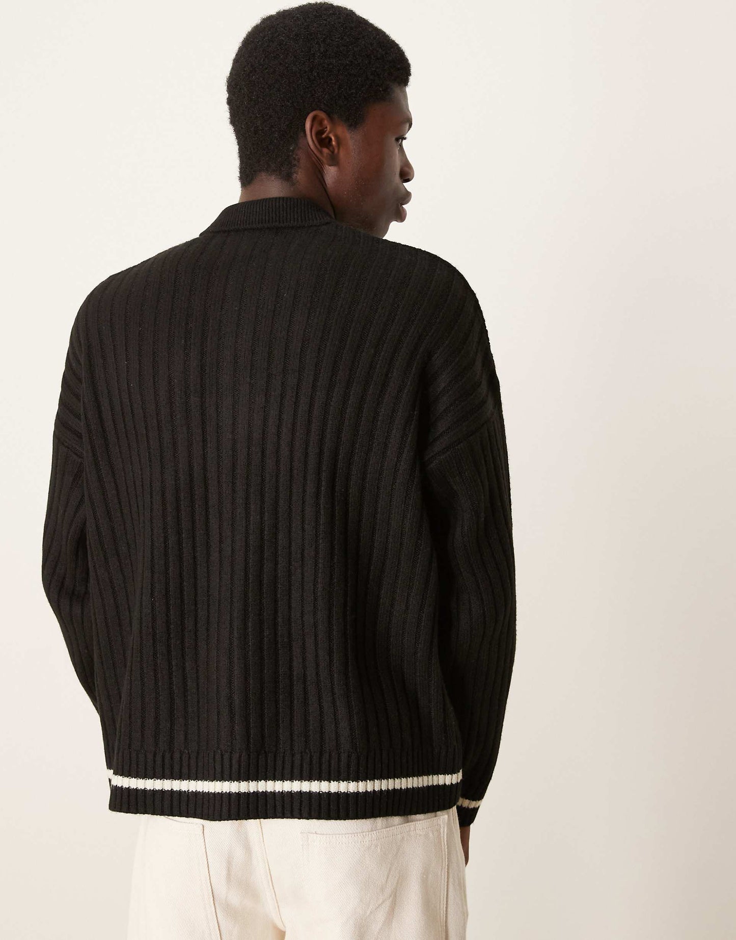 Oversized Boxy Fit Knitted Collar Cardigan