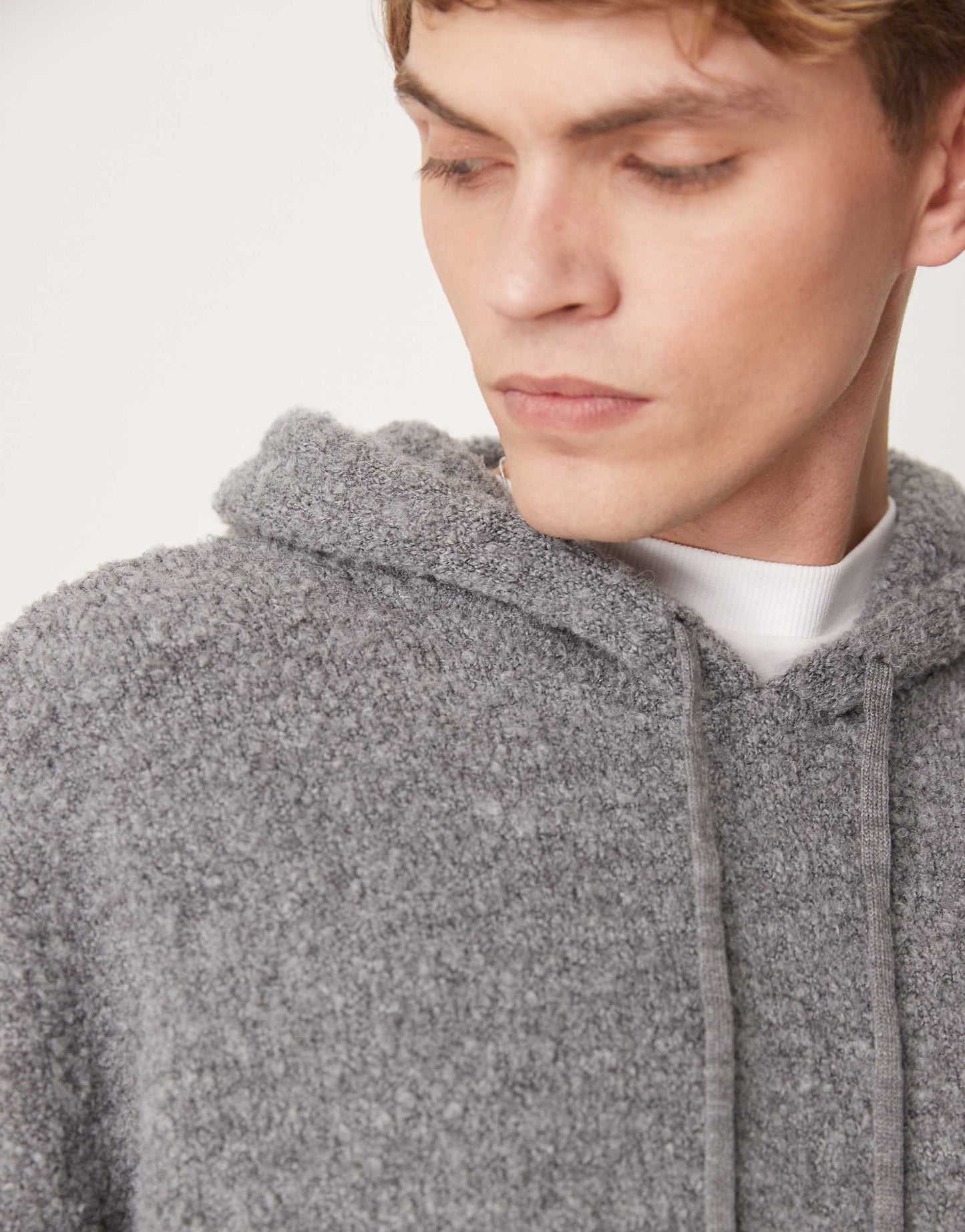Oversized Boxy Fit Knitted Textured Hoodie