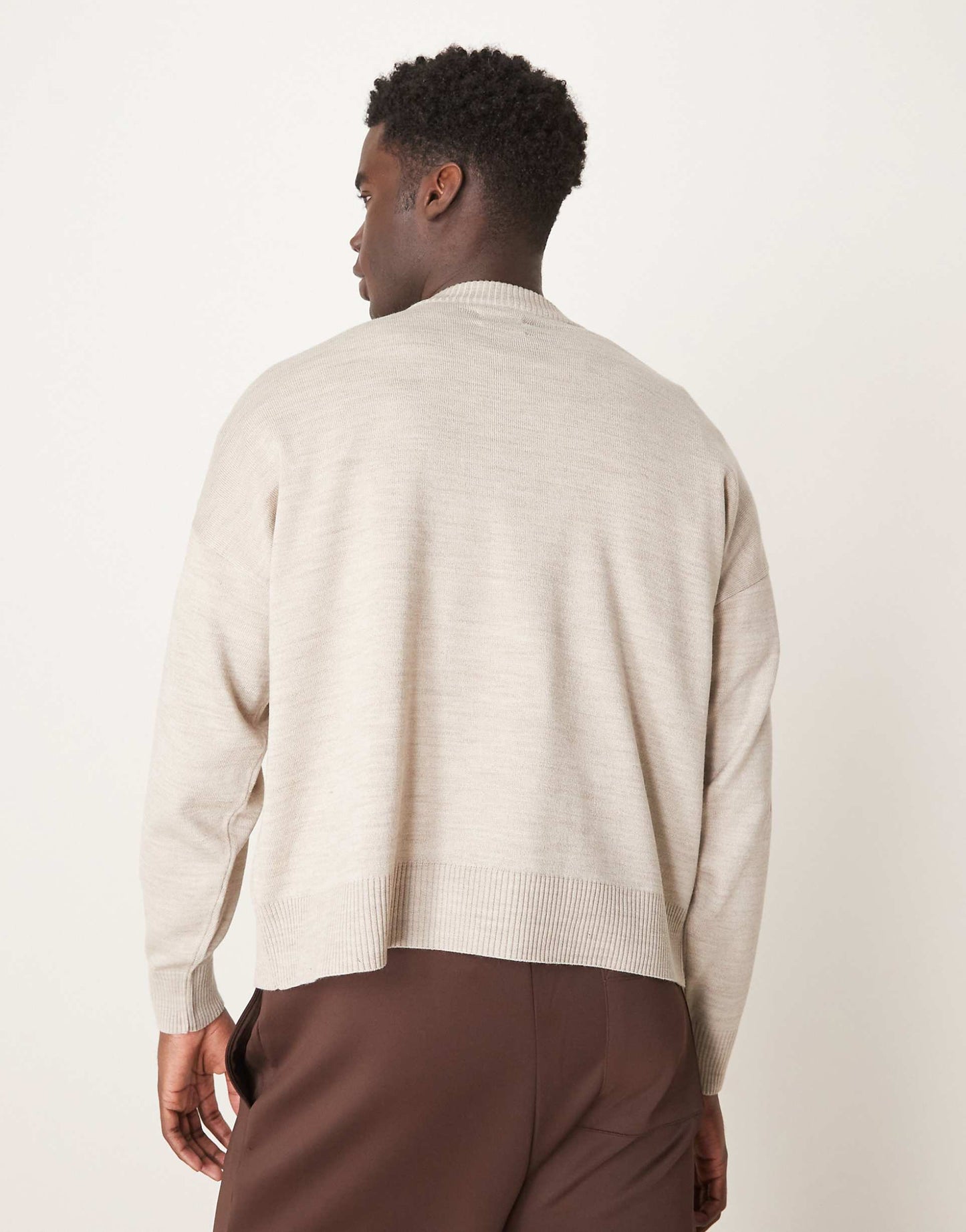Oversized Boxy Fit Knitted Henley Neck Jumper