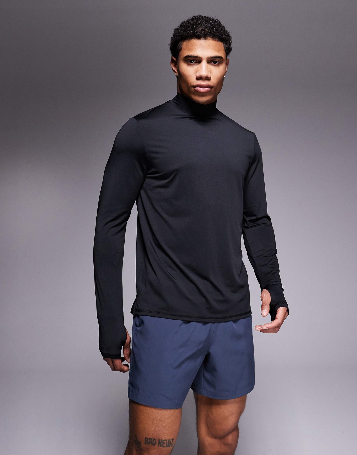 Regular Fit Quick Dry Long Sleeve Running T-Shirt With Mock Neck