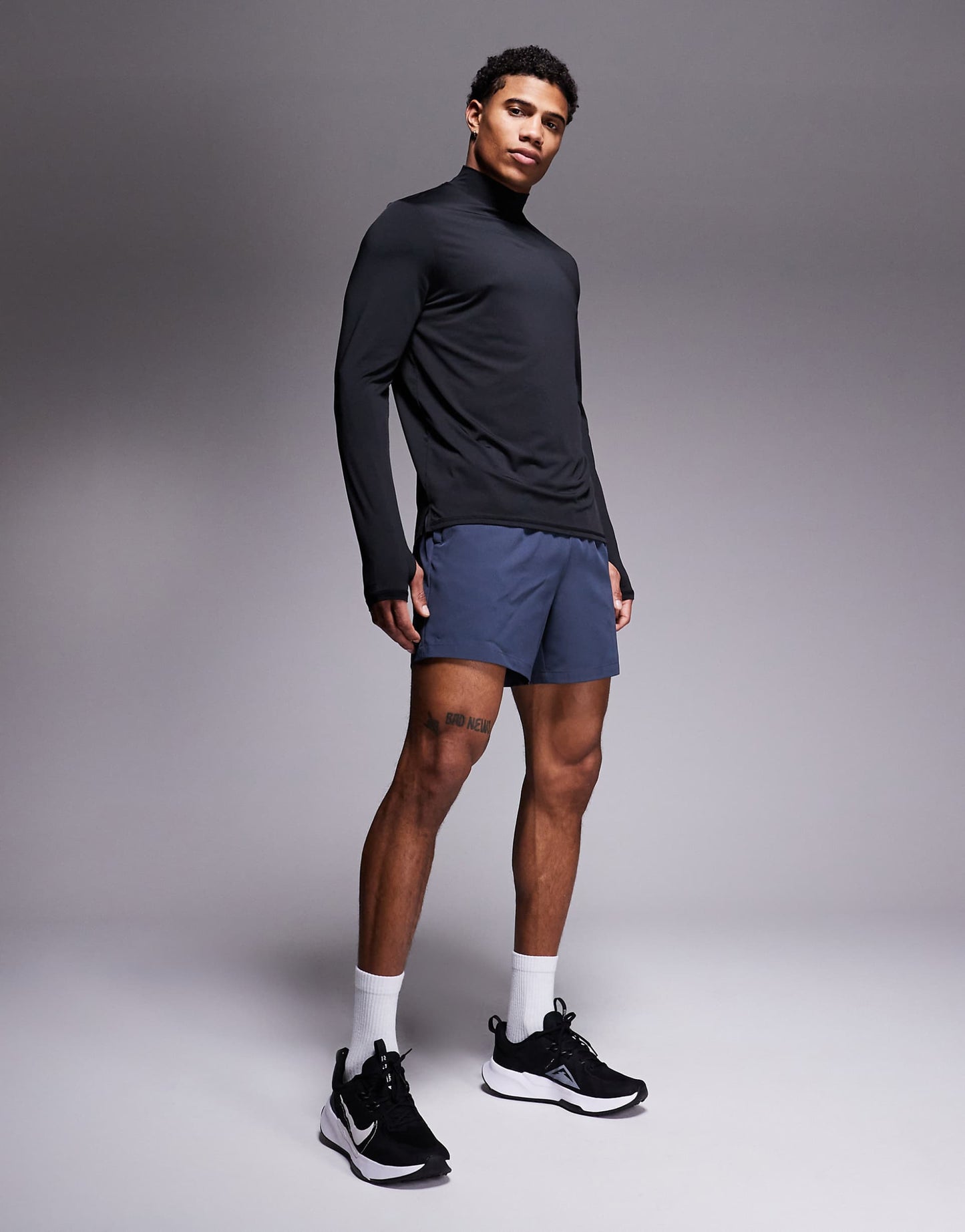 Regular Fit Quick Dry Long Sleeve Running T-Shirt With Mock Neck