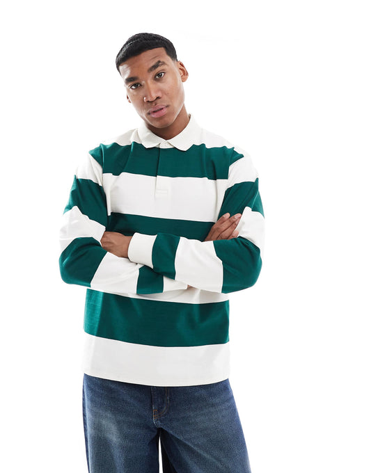 Oversized Stripe Rugby Polo Shirt