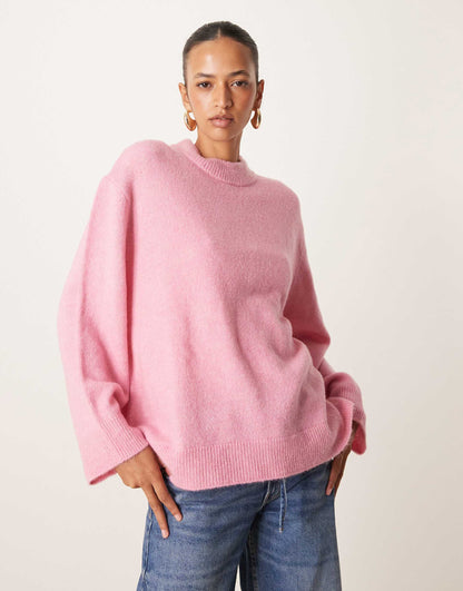 Oversized Knitted Crew Neck Jumper