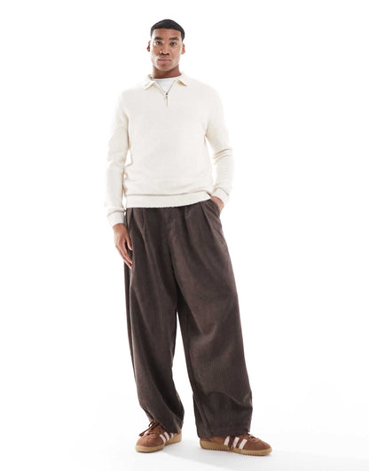 Knitted Textured Polo Jumper