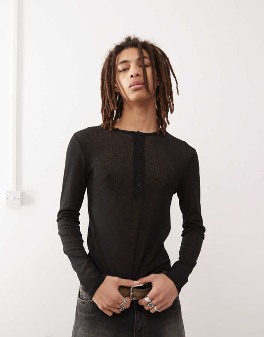 Long Sleeve Henley Top
