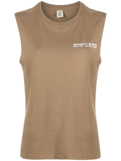 Logo-Print Cotton Tank Top