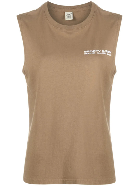 Logo-Print Cotton Tank Top