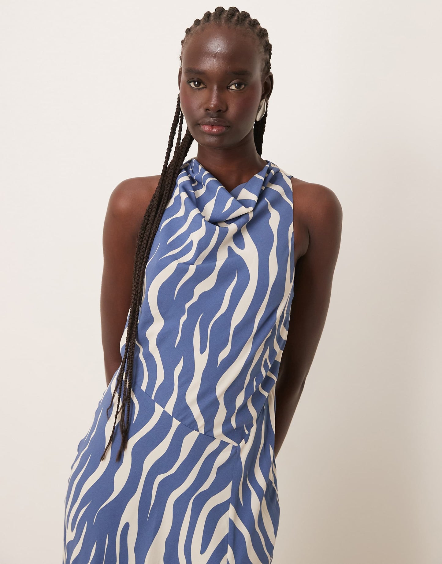 Cowl Neck Maxi Dress With Thigh Split