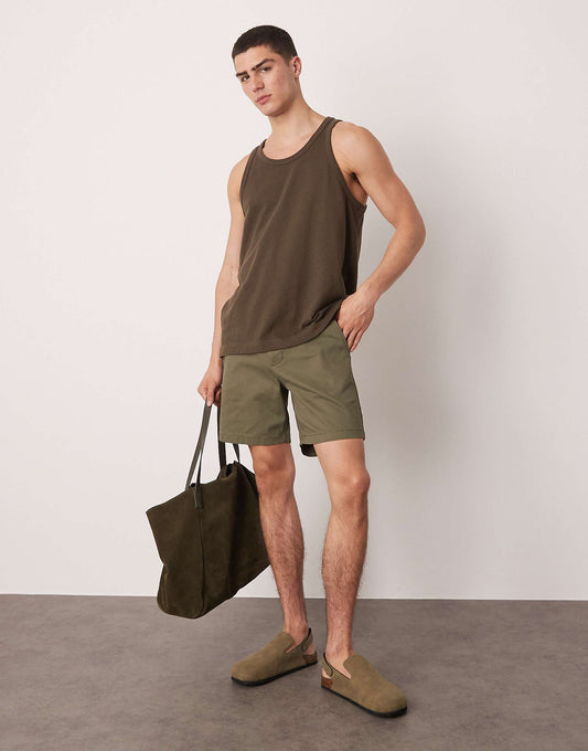 Skinny Mid Length Chino Shorts