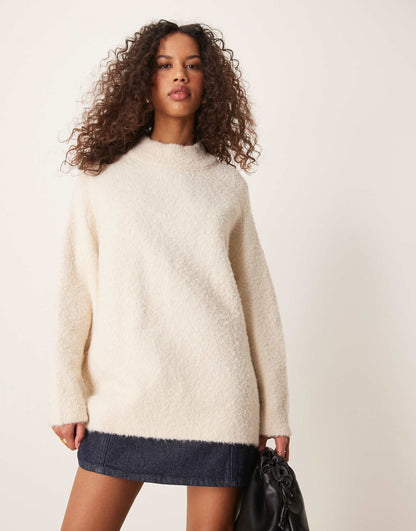 Crew Neck Oversized Boucle Jumper