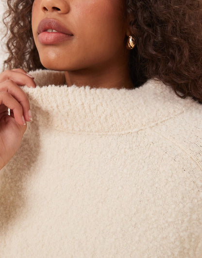 Crew Neck Oversized Boucle Jumper