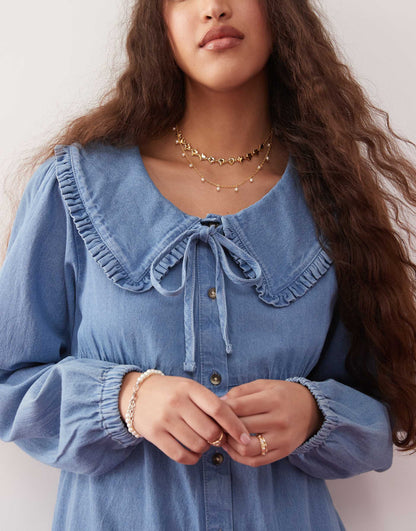 Tie Front Ruffle Midi Dress