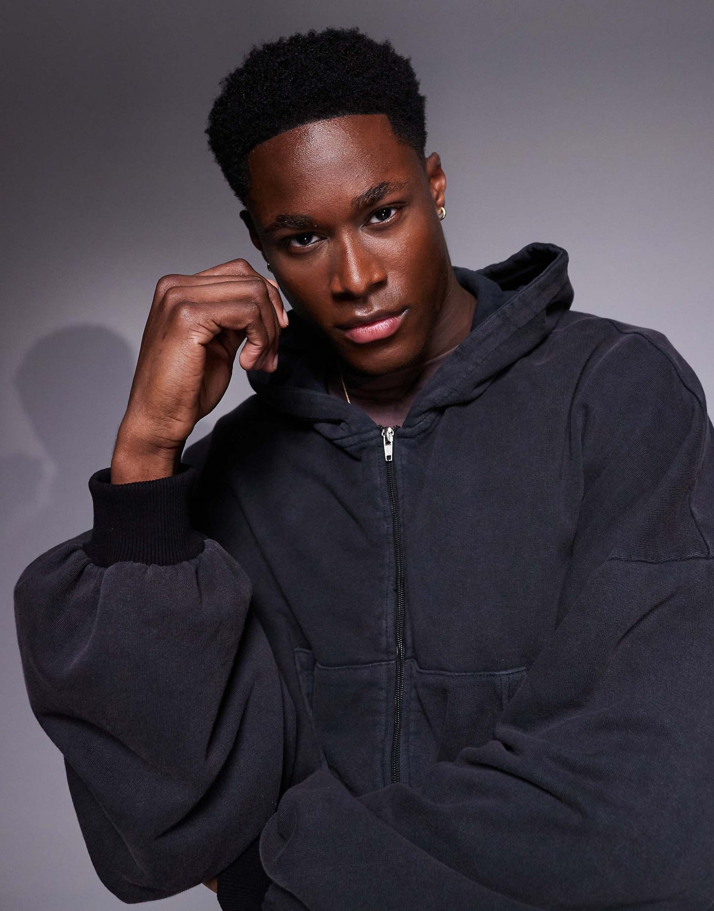 Extreme Oversized Cropped Zip Through Hoodie