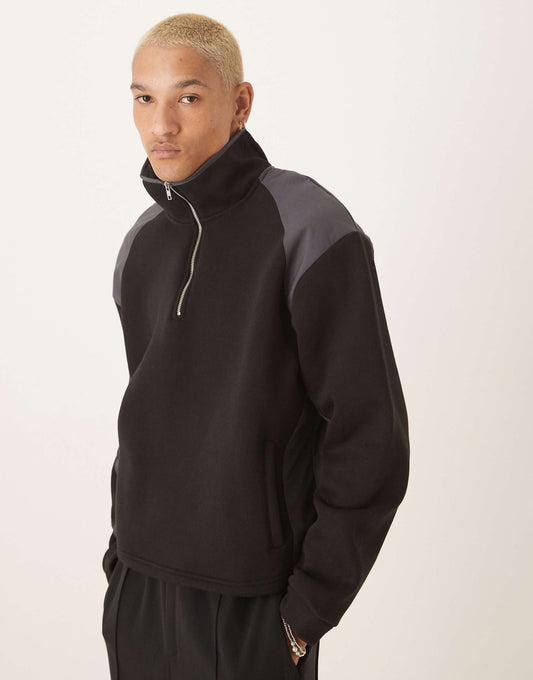 Oversized Boxy Jumper With Contrast Nylon Panels