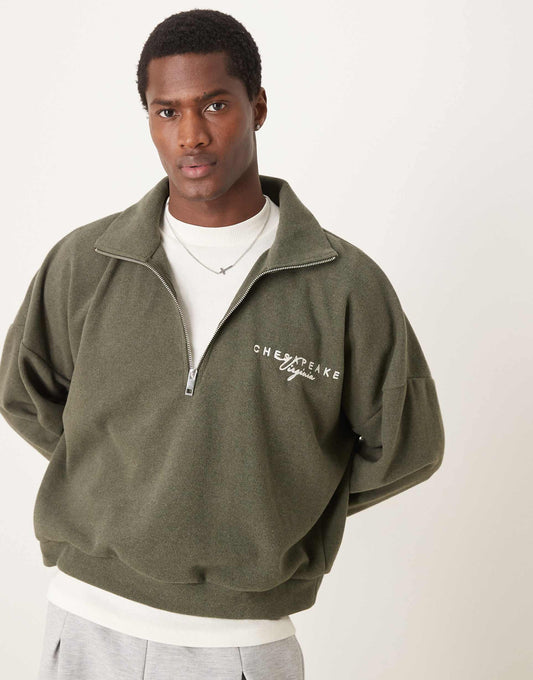 Oversized Cropped Funnel Neck Jumper With Embroidery