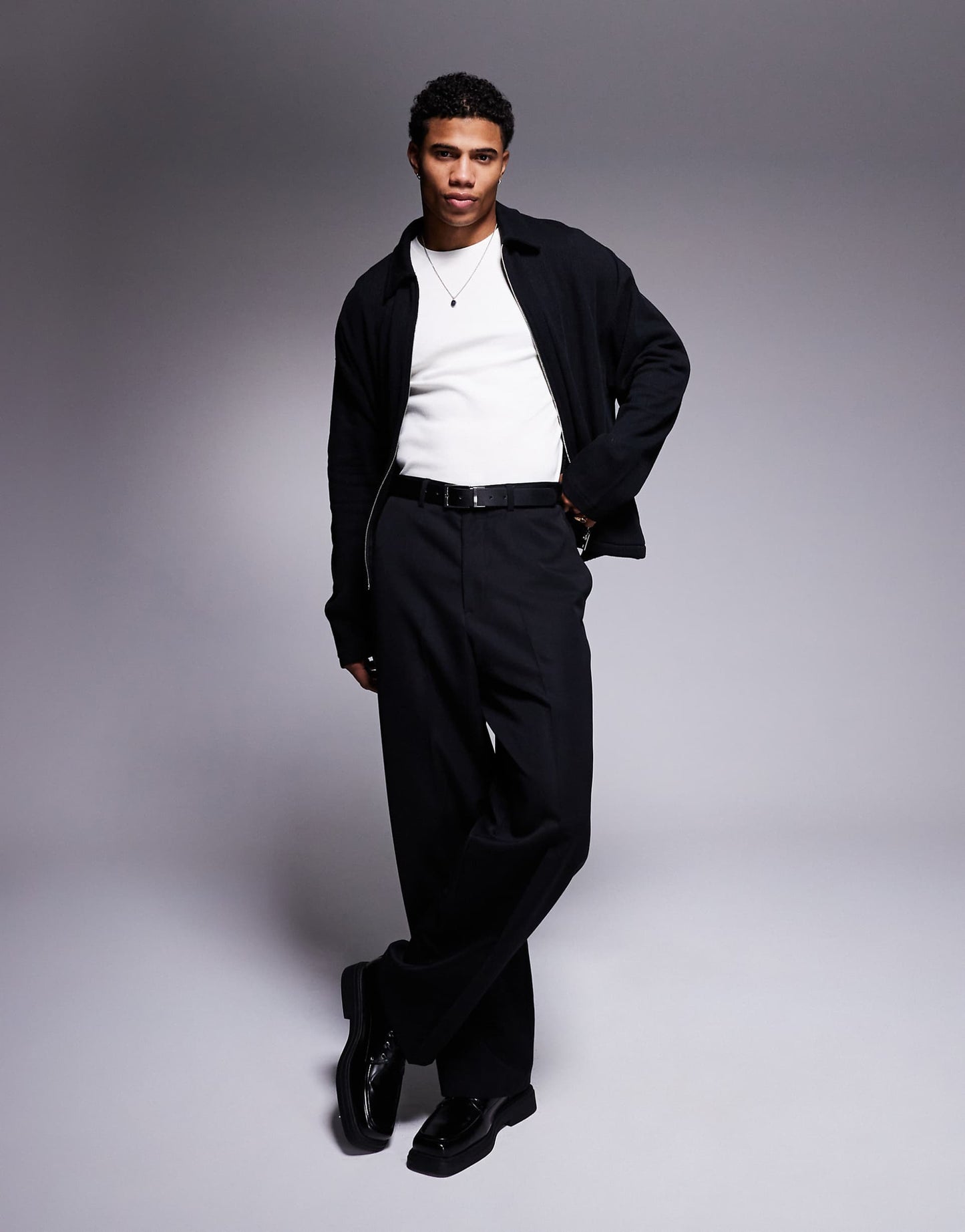 Oversized Boxy Zip Through Shacket With Ribbed Texture