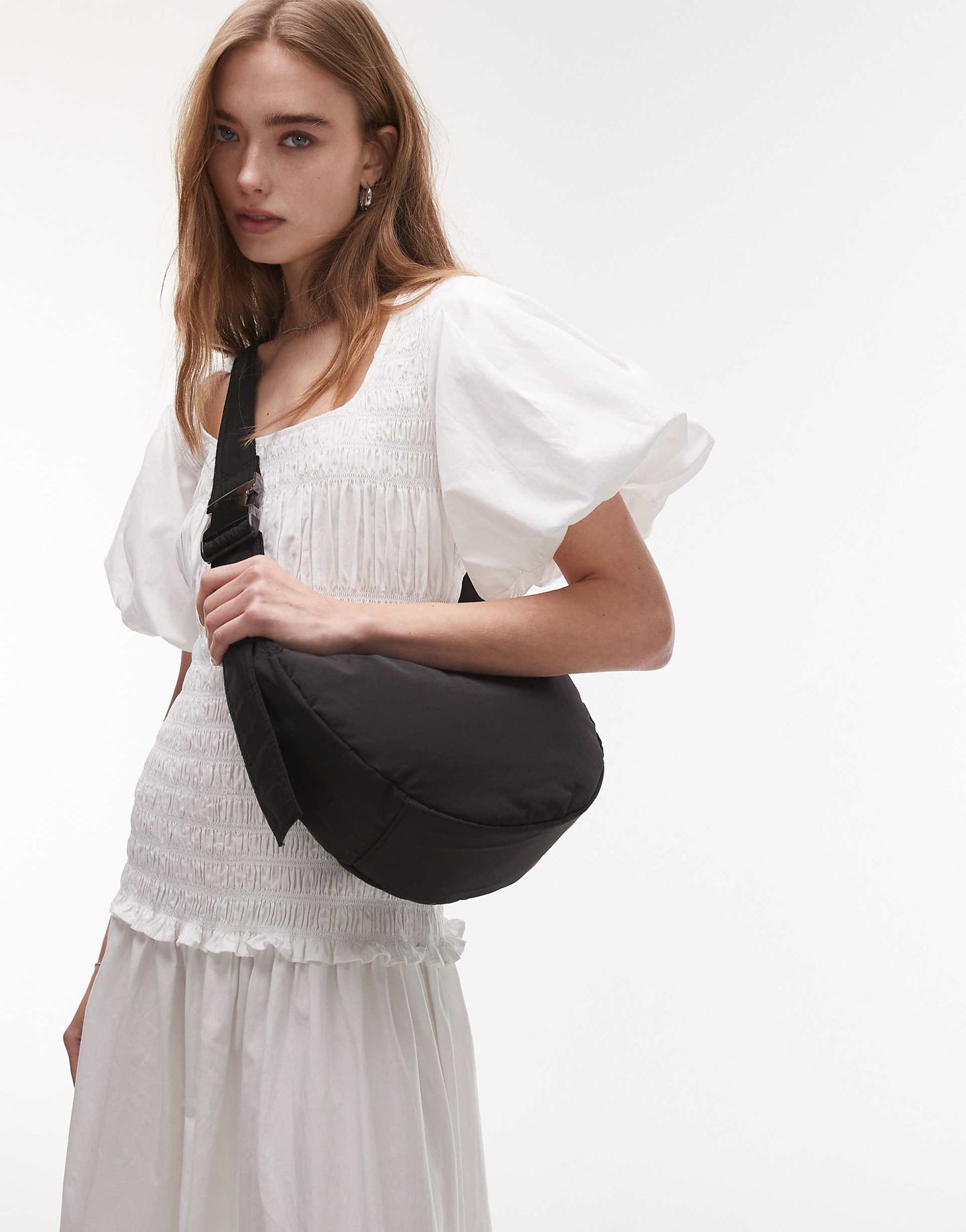 Cora Nylon Quilt Cross Body Bag With Front Pocket