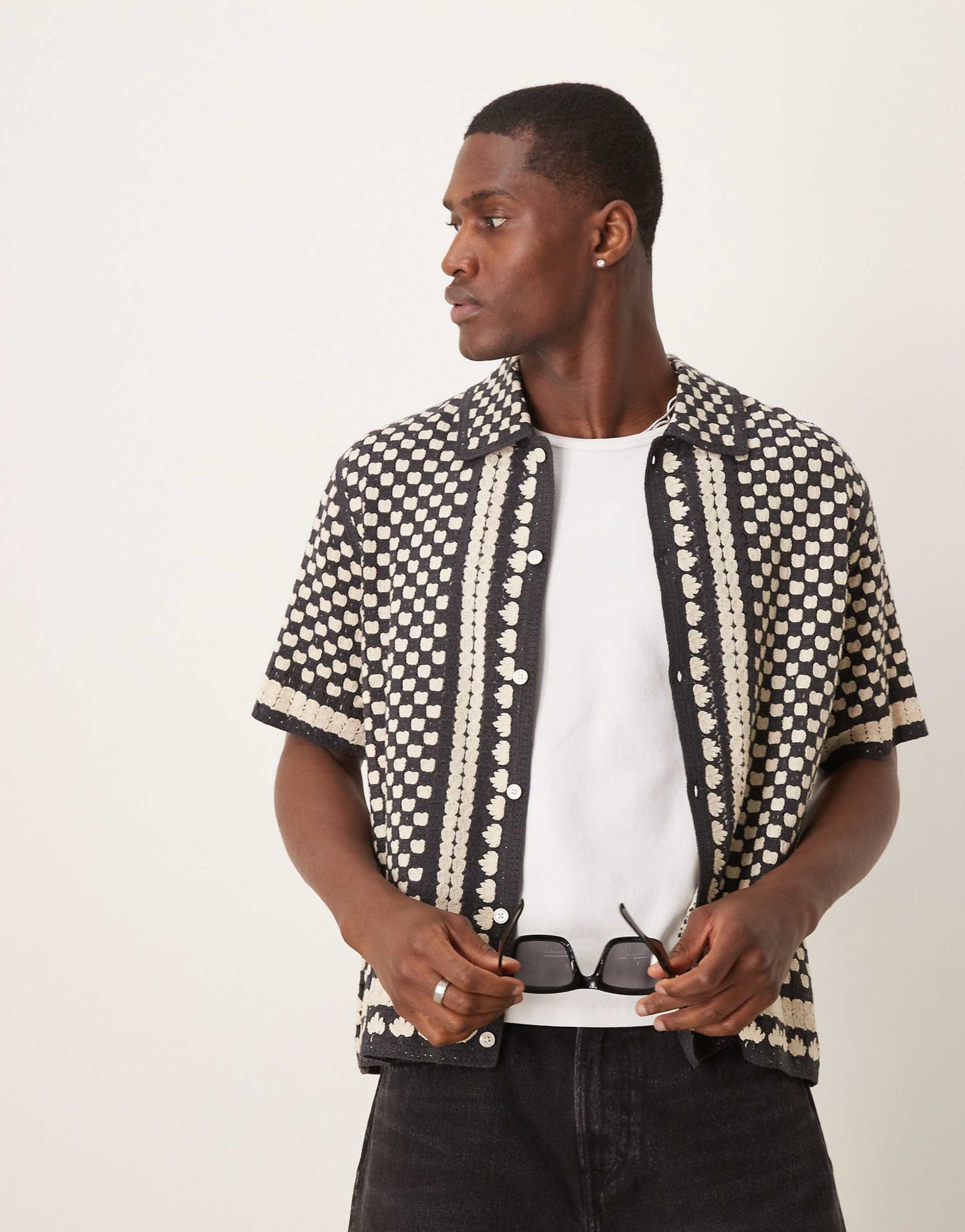 Crochet Knitted Abstract  Shirt