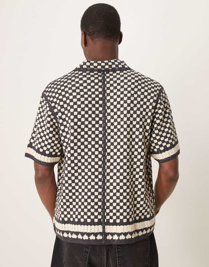 Crochet Knitted Abstract  Shirt