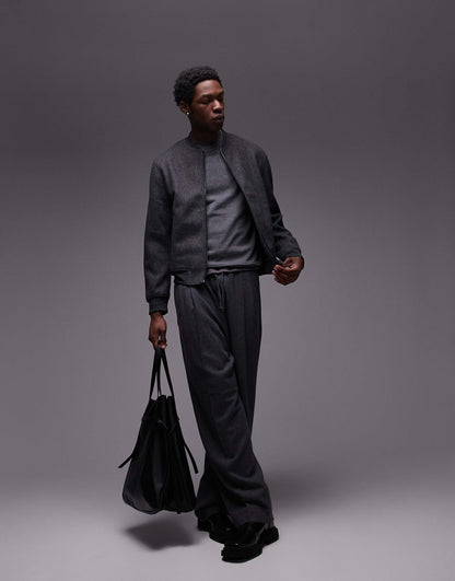 Wool Mix Bomber Jacket