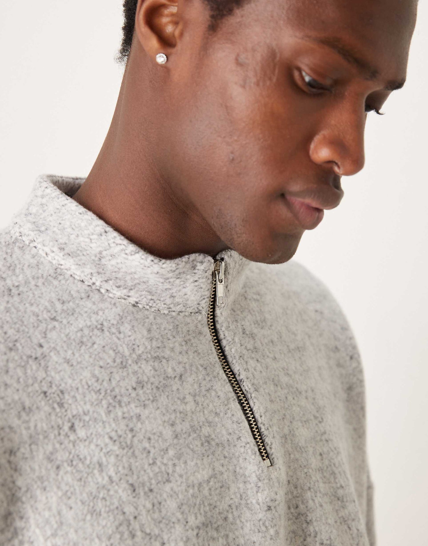 Oversized Drop Shoulder Cropped Sweatshirt With Funnel Neck