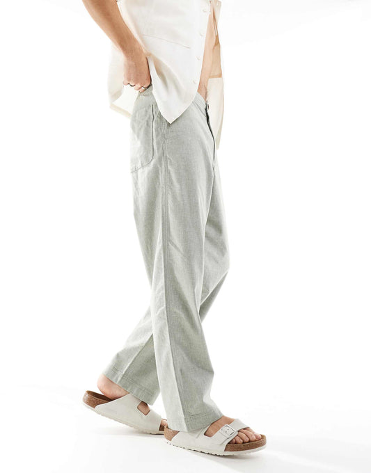 Baggy Flex Waist Linen Trouser