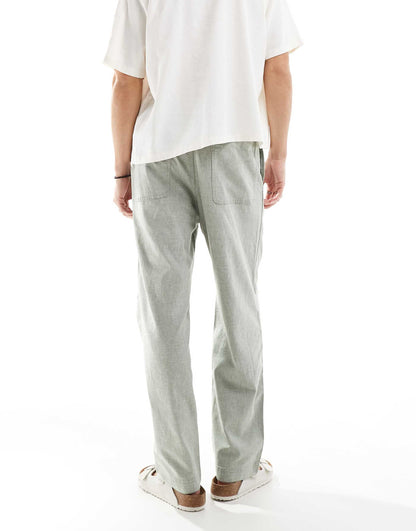 Baggy Flex Waist Linen Trouser