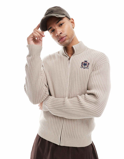 Knitted Zip Through Cardigan