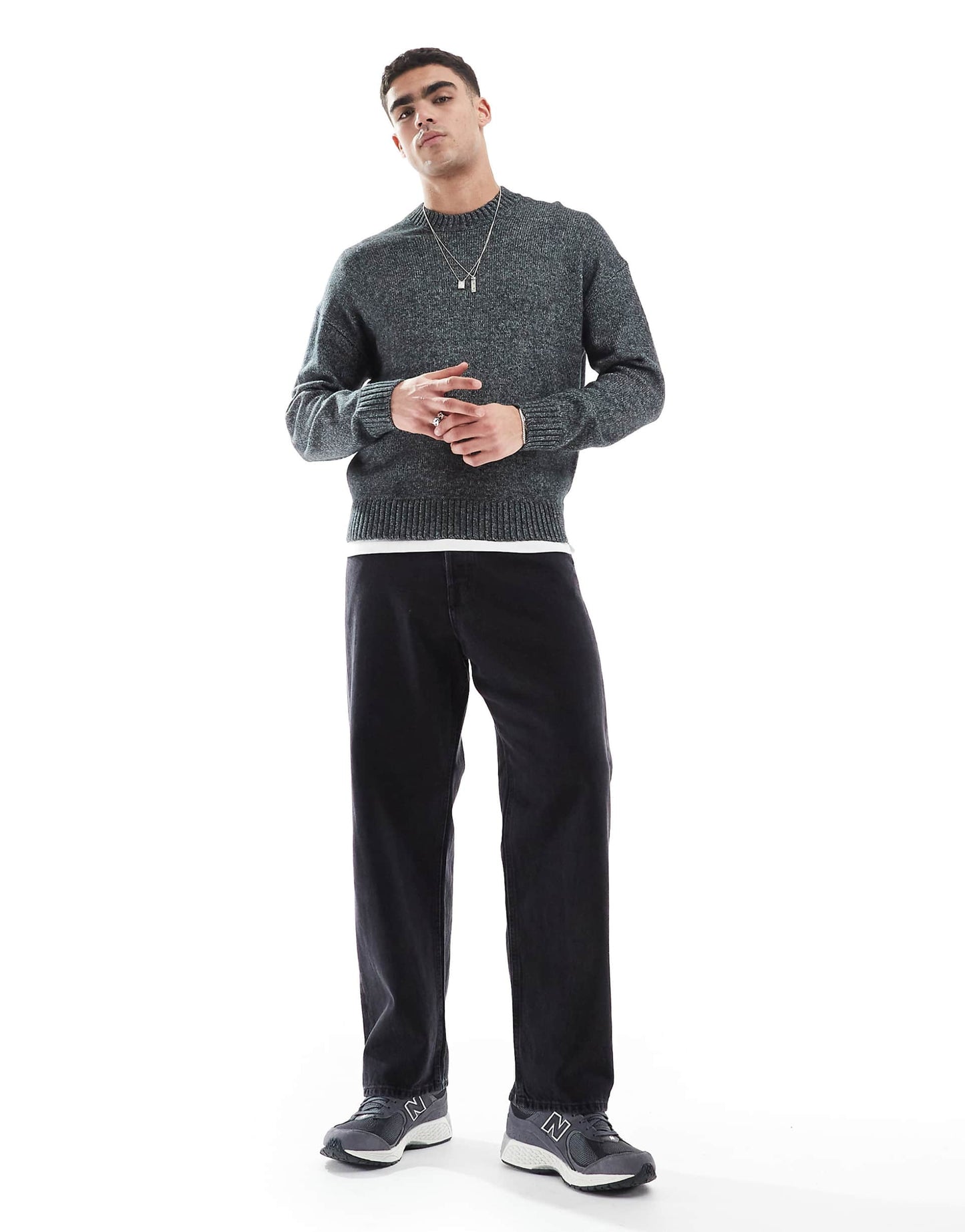 Knitted Boxy Crew Neck Jumper