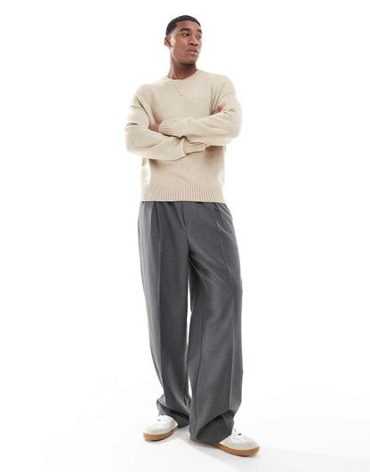 Knitted Boxy Crew Neck Jumper