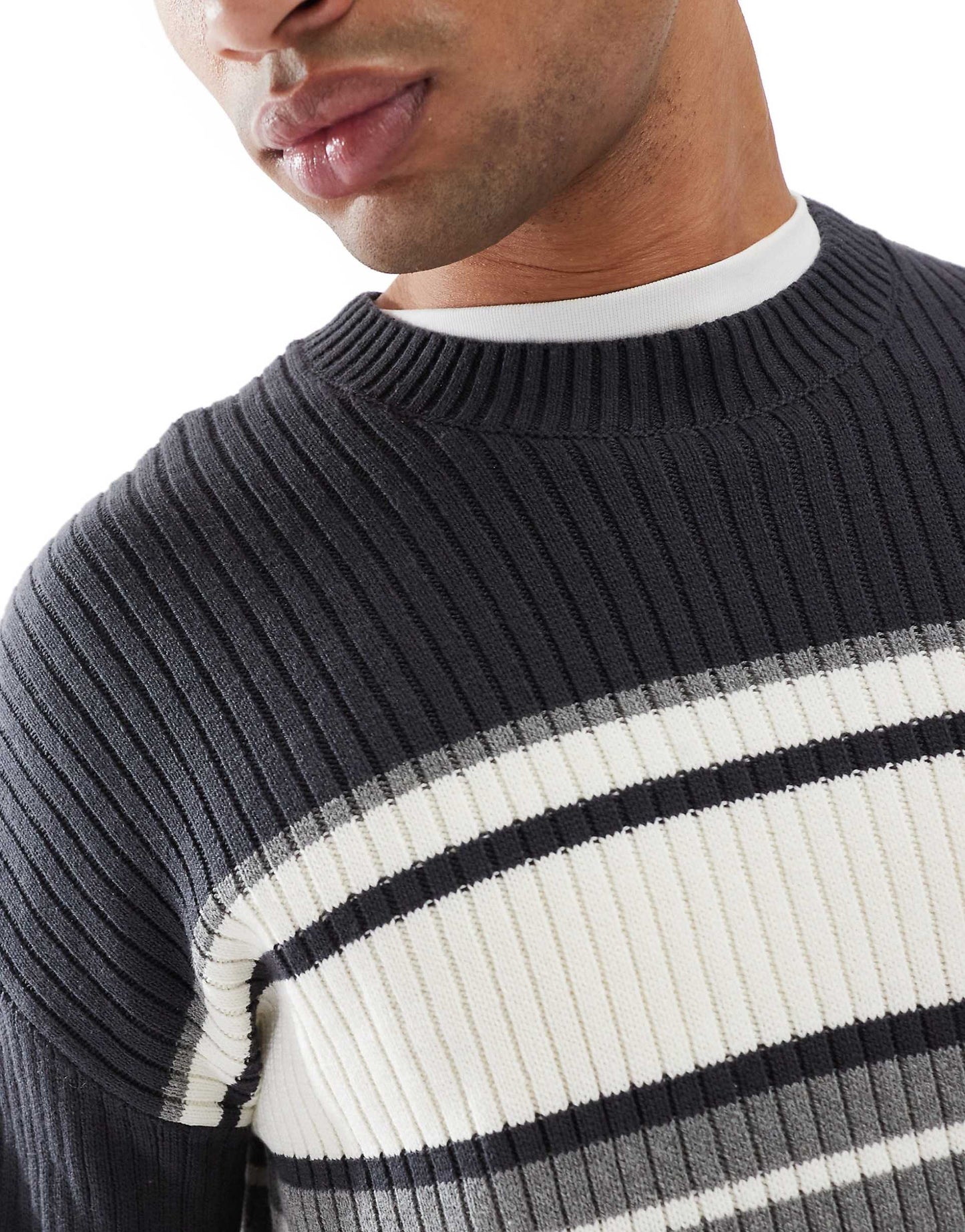 Knitted Boxy Jumper With Contrast Panels