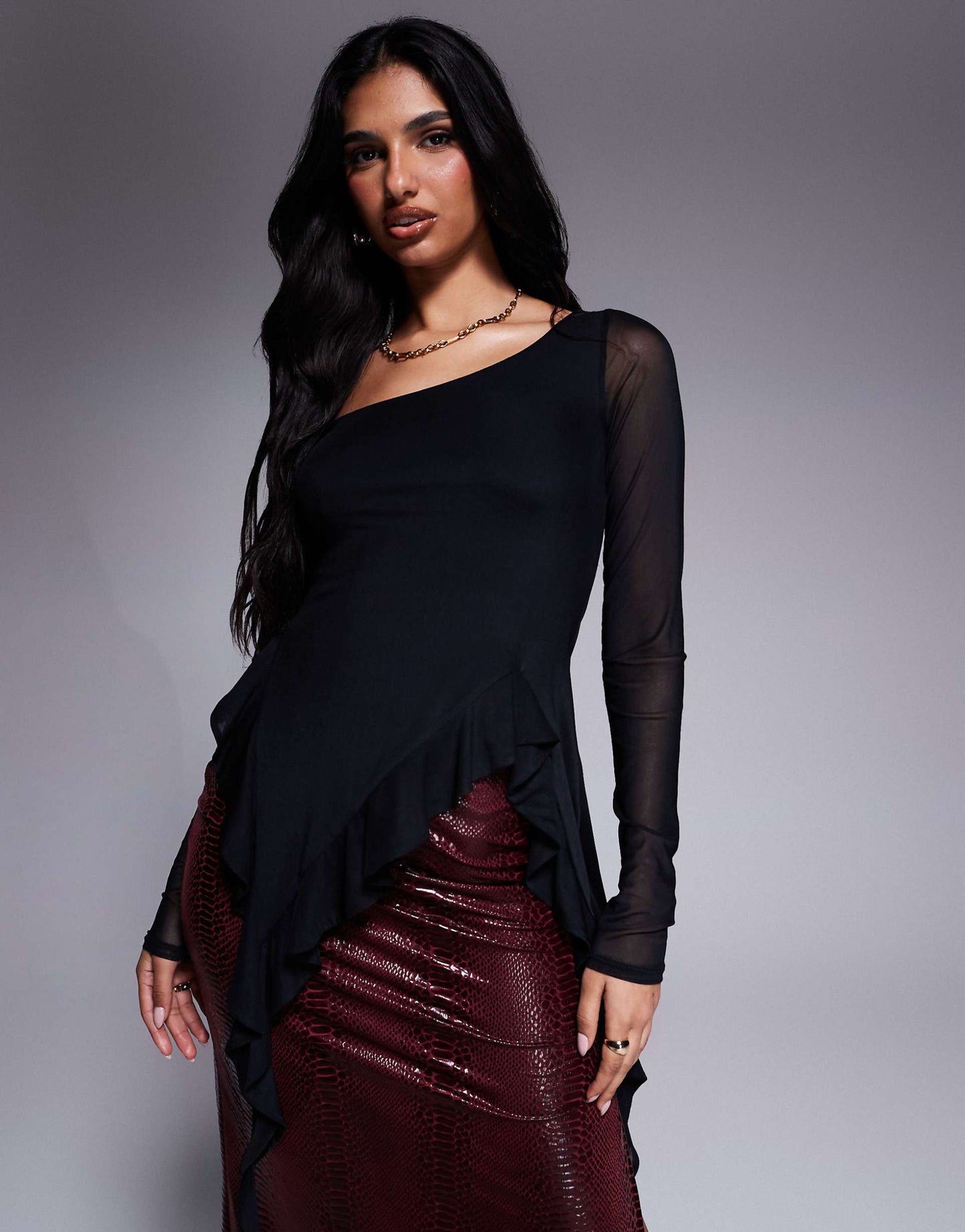 Doris Mesh Assymetrical Longsleeve Top