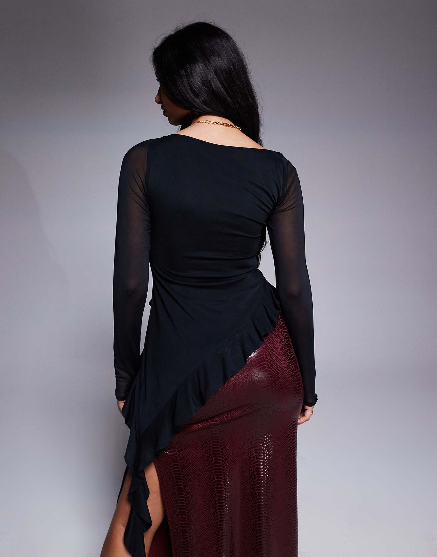 Doris Mesh Assymetrical Longsleeve Top