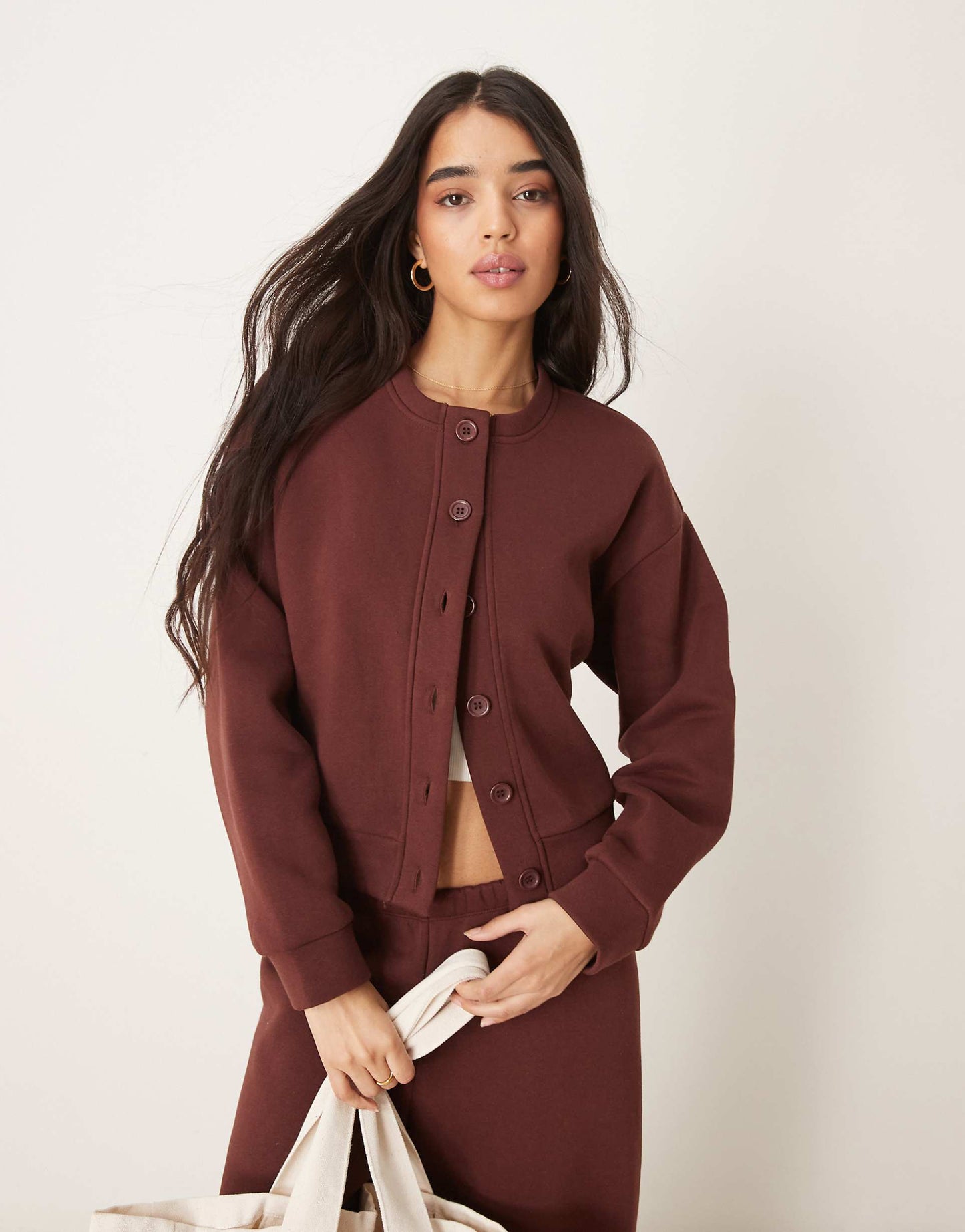 Sweat Crew Neck Cardigan Co Ord