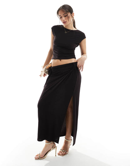 Co-Ord Twist Detail Split Drape Maxi Skirt