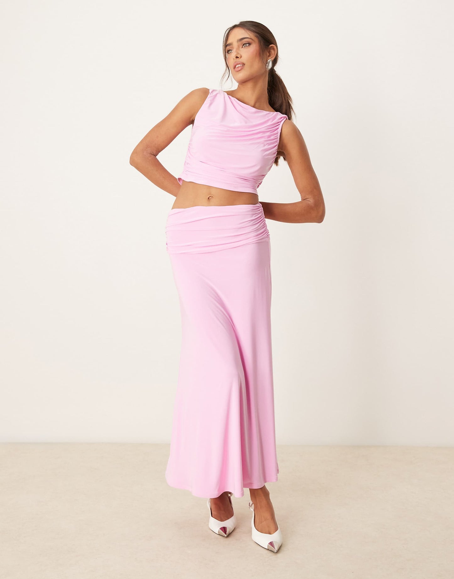 Co-Ord Backless Ruched Drape Top