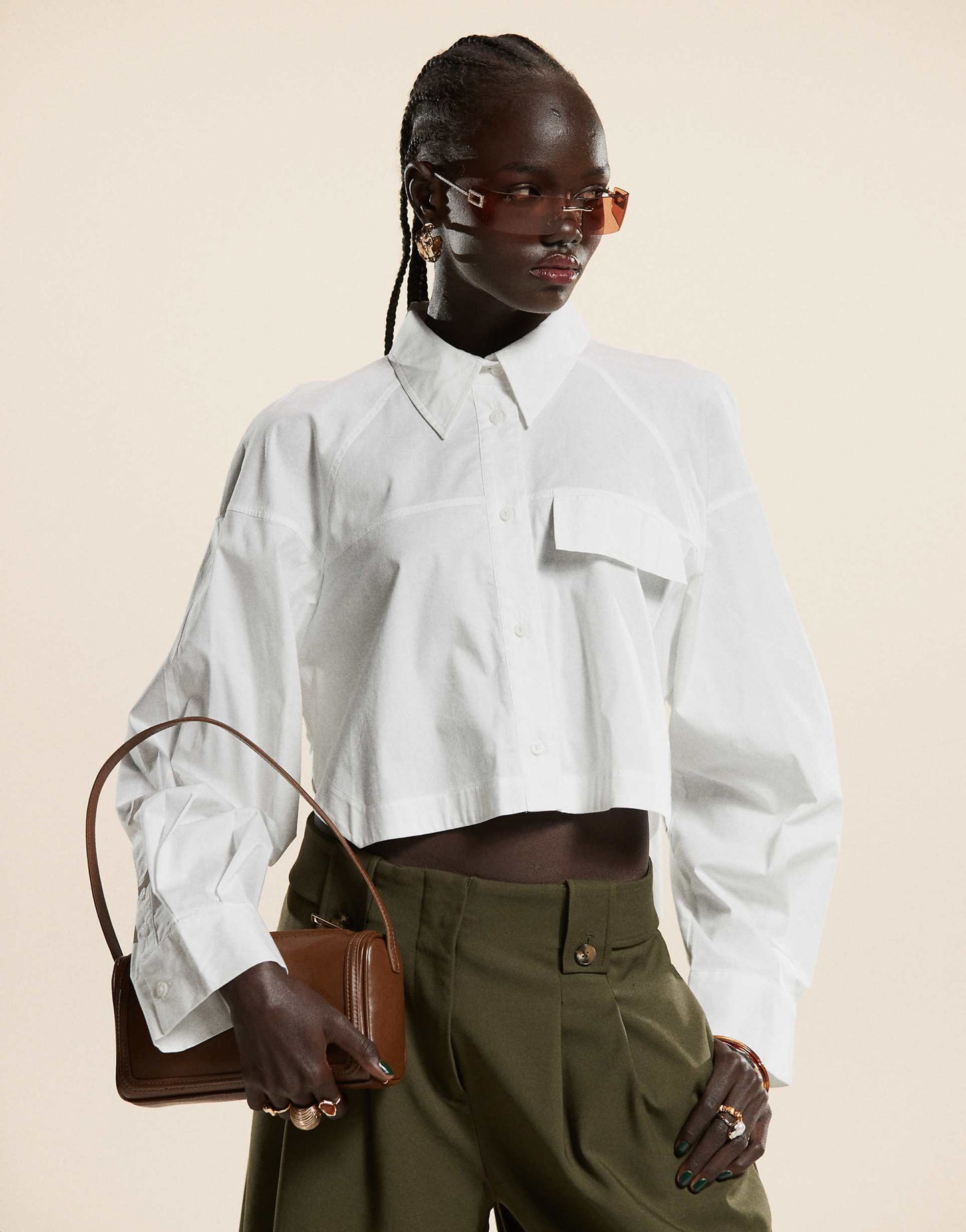 Boxy Cropped Shirt With Pocket