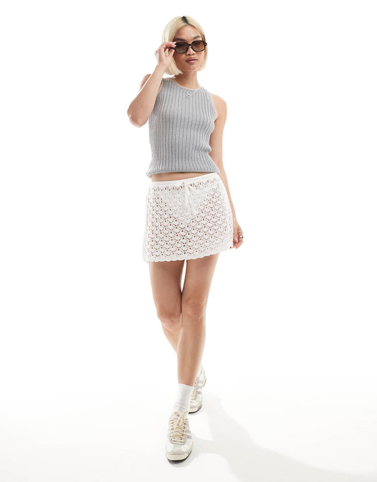 Low Rise Crochet Mini Skirt