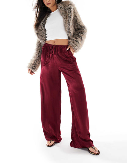 Wide Leg Satin Trouser