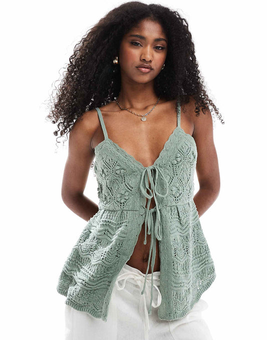 Tie Front Crochet Top