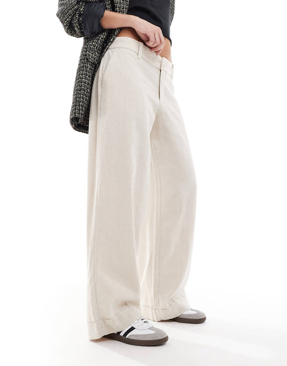 Low Rise Linen Wide Leg Trouser