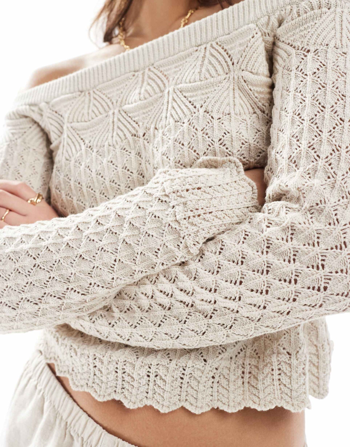 Off Shoulder Crochet Jumper